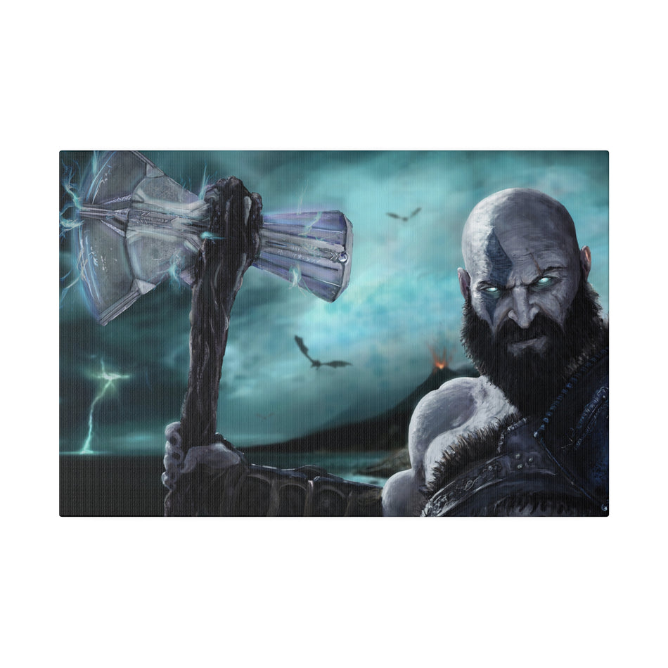 🏛️ God of War Matte Canvas 18”x12”x0.75” (46x30x2cm) - Conquer Your Space with Epic Mythology!