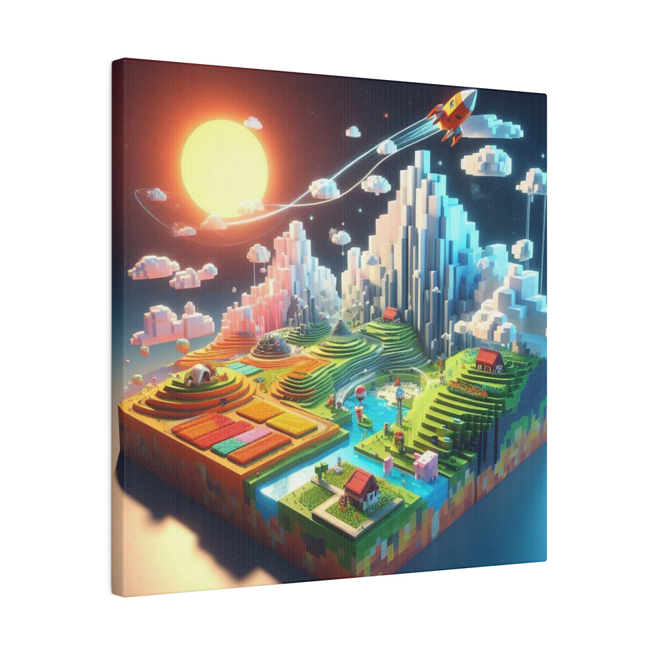 🌲 Minecraft Matte Canvas 14”x14”x0.75” (35x35x2cm) - Craft a Pixelated Paradise in Your Space!